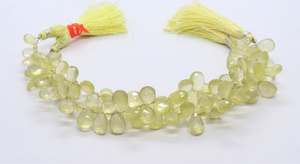 Cuentas de cuarzo limón natural facetadas en forma de pera, 7x11 mm, cuentas de piedras preciosas de cuarzo, 8 pulgadas, cuentas de cuarzo limón para la fabricación de joyería. - Product Image 6