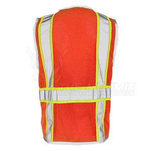 Gilet de sécurité haute visibilité respirant à séchage rapide, orange, réfléchissant, en polyester, vêtements de travail multi-poches, usage industriel et extérieur - Product Image 6