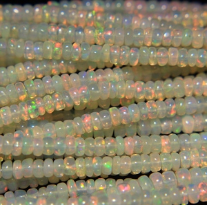 Cuentas Redondas Lisas de Ópalo de Fuego Etíope Natural de 3mm-5mm Multicolor Perforadas para Collar y Pulsera - Product Image 1