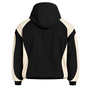 <b>Mens</b> <b>Black</b> Neutral Colorblock Windbreaker <b>Hoodie</b> Lightweight Quarter Zip Pullover Jacket Outdoor Sports Casual Top - Product Image 2