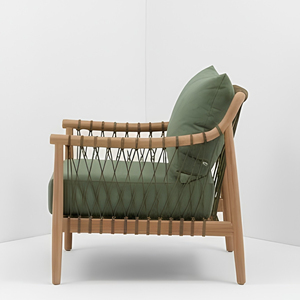 Fauteuil de patio minimaliste en corde tressée, avec structure en bois de teck massif, pour importateurs en gros, directement de l'usine, commande en volume par conteneur - Product Image 5
