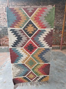 Geometric Colorful Boho Kilim <b>Runner</b> Carpet Handwoven Tribal <b>Rug</b> Rustic Farmhouse Entryway Hallway Home Floor Decor - Product Image 2