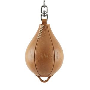 Ballon de frappe léger en cuir beige, haute élasticité, pour entraînement de boxe et de réflexes, idéal pour la pratique du fitness - Product Image 3