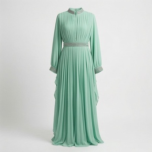 ชุดมุสลิมผู้หญิงแขนยาวเรียบง่ายคุณภาพสูงระบายอากาศได้ดี สไตล์อิสลามแบบอาบายะห์ คัฟตัน ผ้าฝ้ายทรงแม็กซี่ รับสกรีนโลโก้ - Product Image 1