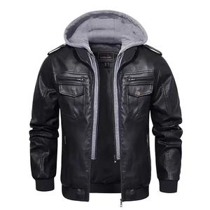 RTS Customized <b>Mens</b> Clothing Natural <b>Sheepskin</b> Winter Leather <b>Jackets</b> With Hooded Motorbike Leather <b>Jackets</b> For <b>Men</b> CP-MLJ-06 - Product Image 1