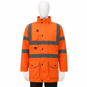 Chaqueta de Seguridad Impermeable de Alta Visibilidad, Reflectante, Color Naranja, Ropa de Trabajo, Ropa Protectora para la Construcción, Equipo de Protección Personal Resistente para Hombre - Product Image 1