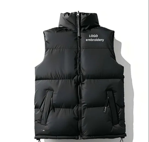 Chaleco Acolchado Personalizado OEM para Hombre, Chaqueta sin Mangas de Invierno con Cuello Alto y Logotipo Bordado - Product Image 4