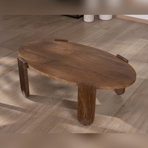 Mesa de centro Vandana Golden Matter de madera de mango con patas acanaladas Loopie - Product Image 1