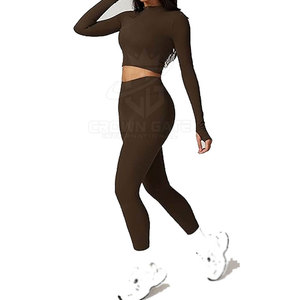 Fashion Wear Women 3 Piece Crop Top <b>Set</b> Spandex / Nylon Made Gym Yoga Running Activewear With Comfortable Fabric - Product Image 3