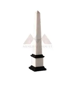 Obelisco di marmo onice di nuovo Design personalizzato fatto a mano all'ingrosso obelisco bianco di migliore qualità con Base nera