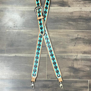 Sangle de sac à bandoulière réglable de haute qualité en cuir usiné à la main motif à carreaux logo personnalisé sangles en cuir véritable pour unisexe - Product Image 4