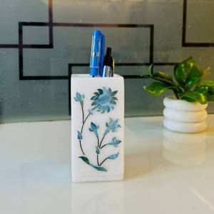 Porte-stylo en marbre blanc fait main, design magnifique, vente en gros, meilleur prix disponible, organisateur de bureau - Product Image 1