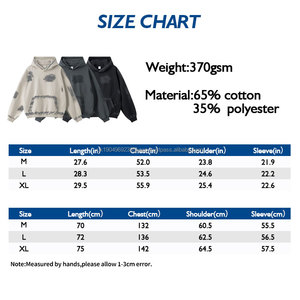 Sudadera con capucha de gran tamaño para hombre 2025 pintura desgastada 370GSM lavado ácido pesado French Terry Vintage patrón 3D temporada de otoño - Product Image 3