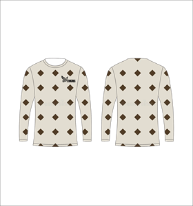Camiseta Deportiva Ligera de Manga Larga Sublimada Personalizada con Patrón de Diamantes Beige y Marrón, Fabricante de Ropa al Por Mayor - Product Image 1