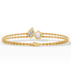 Pulsera de Oro de 14K con Diamantes Cultivados en Laboratorio con Corte de Pera Toi Et Moi |   Pulsera de Doble Hilo |   Joyería Fina Certificada por IGI |   Regalo para Mujeres - Product Image 6