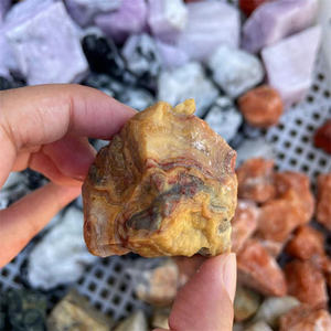 ขายส่งคริสตัลดิบแท้คุณภาพสูง หินบำบัดธรรมชาติ คริสตัลอะเกตลายลูกไม้สีเหลืองธรรมชาติ หินดิบสำหรับขาย - Product Image 4