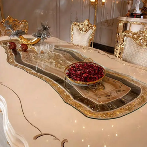 Ensemble de table à manger en bois de mahogany massif de style classique italien royal, sculpté à la main en or lourd, taille et couleur personnalisables - Product Image 6