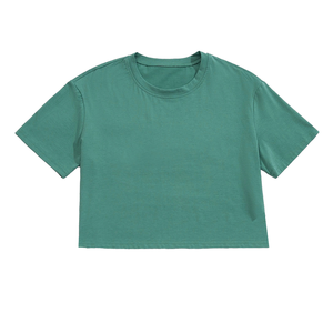 เสื้อครอปท็อปผู้หญิงคุณภาพสูง ผ้าฝ้ายพรีเมียม คอกลม แขนสั้น สไตล์ลำลอง สำหรับฤดูร้อน รับทำโลโก้ตามสั่ง OEM ODM - Product Image 4