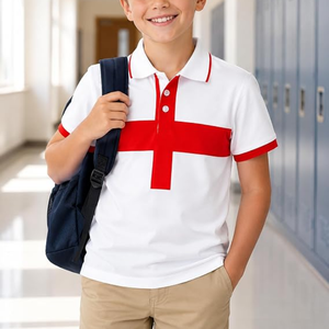 Chemises polo décontractées respirantes pour garçons, manches courtes, uniformes scolaires, chemises à blocs de couleur, mélange coton/polyester, col classique, 5-14 ans - Product Image 4