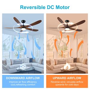 Ventilatore da Soffitto LED in Legno Massello da 62 Pollici con Telecomando, Motore DC Moderno, 5 Pale per Interni/Esterni, Ideale per Patii e Camere da Letto - Product Image 3