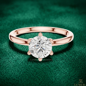 Anillo de Compromiso de Oro Rosa con Diamante Cultivado en Laboratorio de Corte Brillante de 6 Puntas, Certificado IGI, Precio de Fábrica, Venta al Por Mayor - Product Image 1