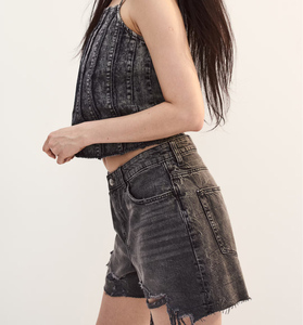 Women Modern <b>Denim</b> Shorts Relaxed Comfort High Waist Cotton <b>Stretch</b> Fabric Summer Fashion OEM ODM Custom Clothing Factory Shorts - Product Image 5