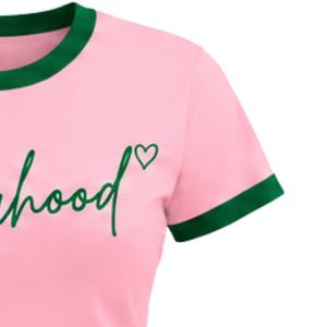   Camiseta Rosa de Mujer con Estampado Gráfico de Letras, Cuello Redondo, Manga Corta, Informal, Cómoda, de Moda para Hermandades - Product Image 4