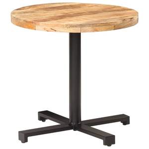 Table de bistrot d'extérieur durable en bois de manguier brut et fer, couleur marron et noir, taille moyenne - Product Image 1