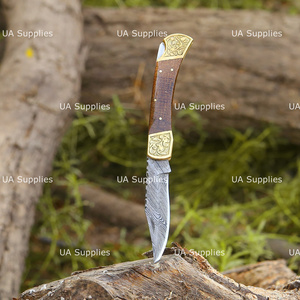 Hand Engraved Damascus Steel Clip Point Folding Knife Micarta Handle 0.5mm Thick Razor Sharp EDC <b>Tool</b> <b>for</b> Outdoor Sports Travel - Product Image 3