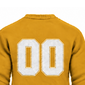 Custom Mustard Yellow Men Fuzzy Knit Sweater Crew Neck Long Sleeve Casual Warm Winter Pullover <b>Jumper</b> with Raised Chest Letter - Product Image 4
