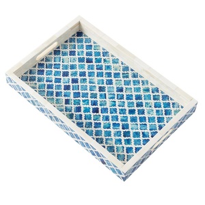Plateau décoratif en os incrusté de haute qualité, coloré, avec poignée, au meilleur prix de revente. - Product Image 3