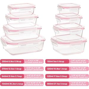 Lot de 8 récipients en verre pour aliments avec couvercles hermétiques, 220 ml, récipients pour préparation de repas, pour sucre, utilisables au micro-ondes et au four - Product Image 2