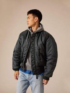 Chaqueta Bomber para Hombre, Estilo Casual, Cierre de Cremallera, Resistente al Viento, Relleno de Algodón, Acolchado Frontal de Poliéster Grueso, para Invierno - Product Image 4