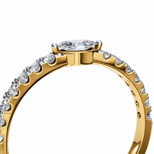 Elegante Anillo de Compromiso y Boda Clásico con Diamantes Marquise Cultivados en Laboratorio con Certificación IGI, Piedras Laterales de Diamantes, Oro de 10K, 14K, 18K, Plata 925, 935 - Product Image 3