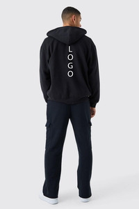 Sweat à capuche pour homme, coupe classique, en coton French Terry 450 GSM, 100 % coton, avec fermeture éclair intégrale, logo personnalisé, effet délavé, idéal pour l'hiver, fabrication OEM - Product Image 2