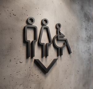 Letrero Moderno de Acero Inoxidable para Puerta de Baño, Diseño de Última Generación para Salón, Oficina, Negocio, Baño, Calidad Exclusiva, Precio Accesible - Product Image 1