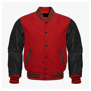 Chaqueta Universitaria de Béisbol Personalizada para Hombre, Cuerpo de Lana, Mangas de Cuero Genuino, Chaqueta Bomber Universitaria con Logotipo Bordado Americano - Product Image 6