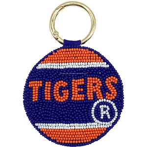 Custom TIGERS Beaded Keychain College Team Logo Handmade Keyring Backpack Charm Trendy Bead Work Gift for Fans Students Athletes - Product Image 1