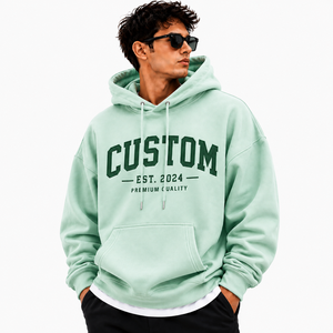 Sweat à capuche en coton épais de haute qualité avec impression personnalisée en relief, coupe ample et épaules tombantes, pour hommes et femmes - Product Image 3