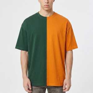 เสื้อยืดคอกลมแขนสั้นผู้ชาย ทรงโอเวอร์ไซส์ ผ้าเจอร์ซีย์คอตตอน 100% สไตล์ลำลอง สีเขียวและสีสนิม รุ่น 2027 - Product Image 5