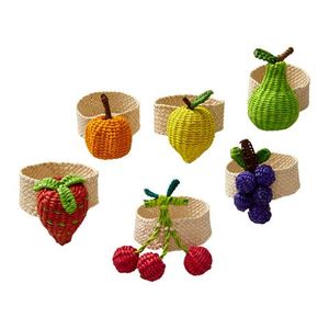 Anillos de Servilleta de Bambú Hechos a Mano con Diseño de Frutas: Fresa, Limón, Cereza, Uva, Pera, Naranja, Decoración Ecológica para Mesa de Fiesta, 5 cm de Ancho - Product Image 1