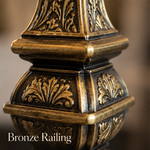 Rampe en bronze folliquée avec balustrade et embouts géométriques sculptés pour hôtels de luxe, villas et escaliers classiques - Product Image 3