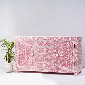 bone inlay console Bone Inlay Drawer Chest Floral Multi Color Bone Inlay <b>Table</b> Top - Product Image 5