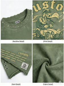 เสื้อยืดโอเวอร์ไซส์ผ้าคอตตอนหนานุ่มทรงหลวมไหล่ตกสำหรับผู้ชายสไตล์วินเทจสำหรับฤดูร้อน - Product Image 4