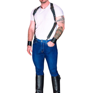 Arnés de Tirantes para Hombre de Piel de Oveja con Estampado por Transferencia Térmica, Ajuste Ajustable, Herrajes de Hebilla de Acero Premium, Estilo Clásico para Club - Product Image 1