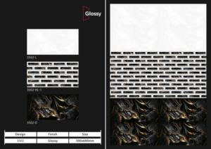 Carreaux muraux en céramique brillante 30x60 cm, design moderne pour la décoration murale intérieure de salle de bain et de cuisine avec finition brillante de qualité supérieure - Product Image 3