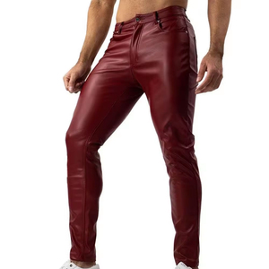 Pantalon moto en cuir marron pour homme, taille haute, avec lacets latéraux et poches cargo, style motard, pour l'automne - Product Image 4