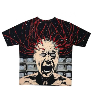 Premium Graphic Oversized T Shirt for Men Women Streetwear Vintage Punk Goth Anime Inspired <b>Abstract</b> Face Print Cotton Casual - Product Image 1