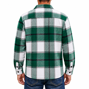 Chemise en flanelle brossée pour homme, 100% coton, boutons en corne, douce, chaude, respirante, manches longues, à carreaux, été, travail en plein air, décontractée - Product Image 2