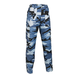 Pantalones Cargo de Camuflaje Azul para Hombre, Cintura Alta, Corte Regular, Transpirables, de Poliéster y Algodón, Ropa Casual de Verano - Product Image 1